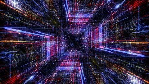 Abstract digital virtual city. Scanning city for hackers attack concept. 库存插图