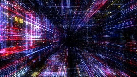 Abstract digital virtual city. Scanning city for hackers attack concept. 库存插图