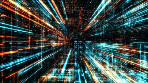 Abstract digital virtual city. Scanning city for hackers attack concept. 库存插图