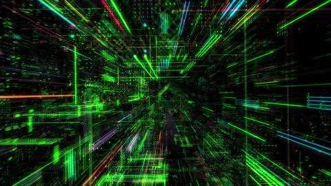 Abstract digital virtual city. Scanning city for hackers attack concept. 库存插图