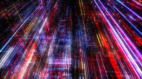 Abstract digital virtual city. Scanning city for hackers attack concept. Stockillustratie