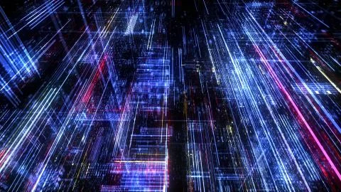 Abstract digital virtual city. Scanning city for hackers attack concept. イラスト素材