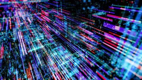 Abstract digital virtual city. Scanning city for hackers attack concept. イラスト素材