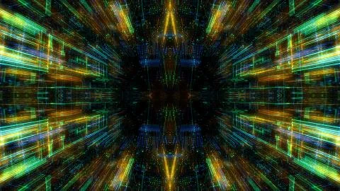 Abstract digital virtual city. Scanning city for hackers attack concept. Stockillustratie