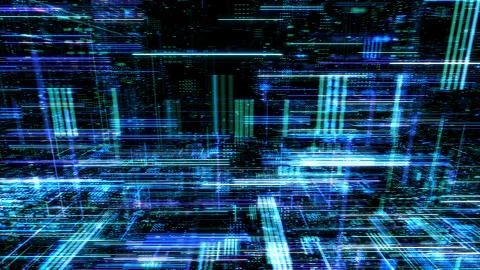Abstract digital virtual city. Scanning city for hackers attack concept. イラスト素材
