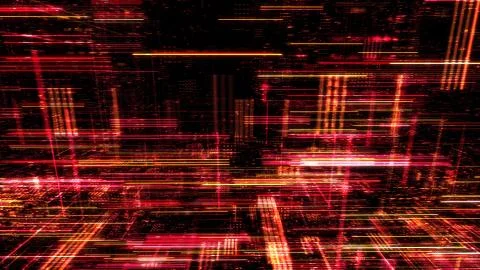 Abstract digital virtual city. Scanning city for hackers attack concept. Stockillustratie