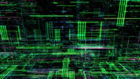 Abstract digital virtual city. Scanning city for hackers attack concept. イラスト素材