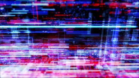 Abstract digital virtual city. Scanning city for hackers attack concept. Stockillustratie