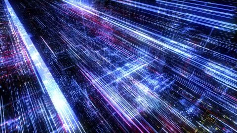 Abstract digital virtual city. Scanning city for hackers attack concept. イラスト素材