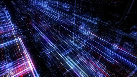 Abstract digital virtual city. Scanning city for hackers attack concept. イラスト素材