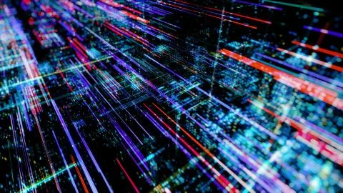 Abstract digital virtual city. Scanning city for hackers attack concept. イラスト素材