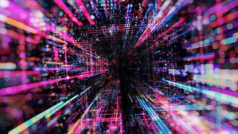 Abstract digital virtual city with technology and connection.  3D render 4K loop Stock Footage 87809026