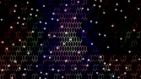 Abstract digital visual with geometric patterns and neon colors Stock Footage 332513502
