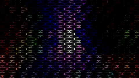 Abstract digital visual with geometric patterns and neon colors Stock Footage 332579439