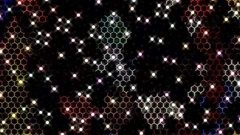 Abstract digital visual with geometric patterns and neon colors Stock Footage 332579535