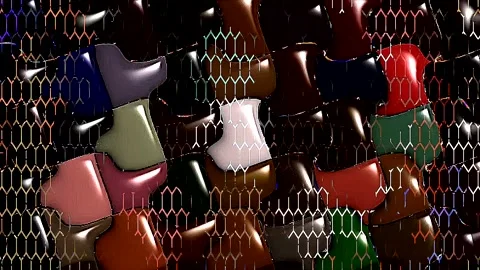 Abstract digital visual with geometric patterns and neon colors Stock Footage 332579592