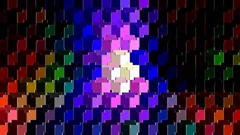 Abstract digital visual with geometric patterns and neon colors Stock Footage 332579594