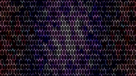 Abstract digital visual with geometric patterns and neon colors Stock Footage 332627959