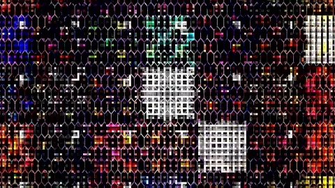 Abstract digital visual with geometric patterns and neon colors Stock Footage 332630776