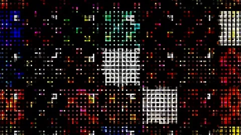 Abstract digital visual with geometric patterns and neon colors Stock Footage 332631144