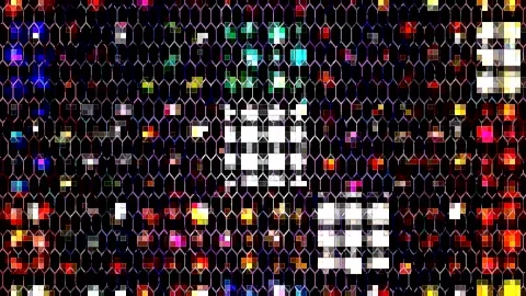 Abstract digital visual with geometric patterns and neon colors Stock Footage 332631247