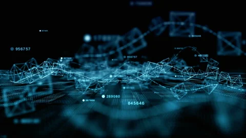 Abstract digital visualization of blockchain technology featuring Video stock 286070833