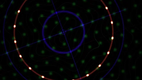 Abstract Digital Visualization of Circular Light Patterns and Geometric Gri.. Stock Footage 341787018