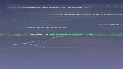 Abstract digital visualization of computer code and software development data Stock Footage 339975649