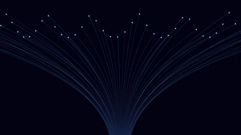Abstract digital visualization of data streams flowing from a central point Video stock 335118079