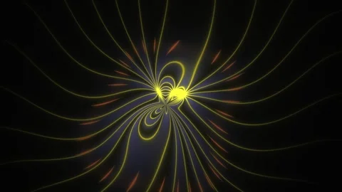 Abstract Digital Visualization of Dynamic Magnetic Field Lines and Energy Flo Stock Footage 341787045