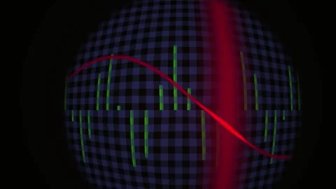Abstract Digital Visualization of Oscillating Sine Wave and Data Bars. Stock Footage 340512564