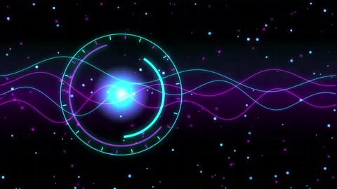 Abstract digital visualization of oscillating waves and glowing particles Stock Footage 347671793