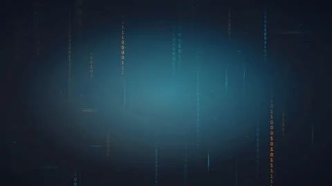 Abstract Digital Void Background with Floating Binary Code and Glowing Blue Stock Footage 336780045