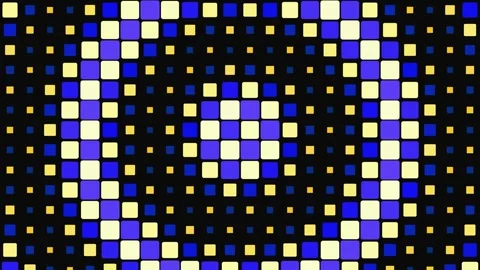 Abstract Digital Vortex Background: Hypnotic Blue and Yellow Square Pattern Stock Footage 333799827