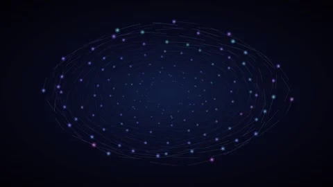 Abstract digital vortex of glowing particles swirling in dark space Stock Footage 336352001