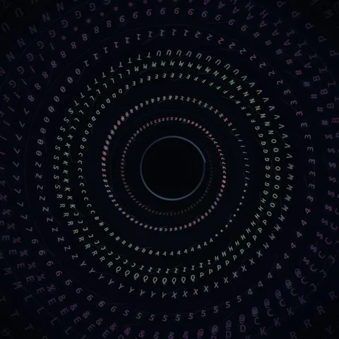 Abstract Digital Vortex Swirl of Letters and Numbers, Futuristic Data Flow .. Stock Footage 346284272