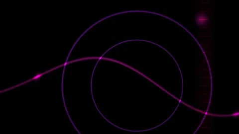 Abstract Digital Wave Animation with Circular HUD Elements. Stock Footage 341787011