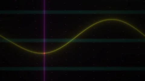 Abstract digital wave animation with glowing yellow sine line on dark backg.. Stock Footage 340512492