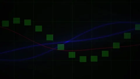 Abstract Digital Wave Animation with Glowing Green Data Points and Flowing .. Stock Footage 341787044