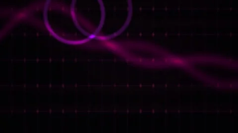Abstract Digital Wave Animation with Glowing Purple Circular Elements. Stock Footage 341787113