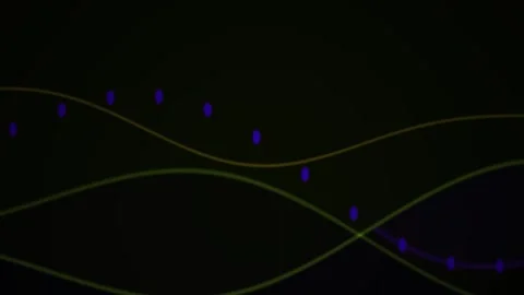 Abstract digital wave animation with glowing yellow lines and blue data par.. Stock Footage 346326965