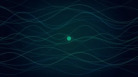 Abstract Digital Wave Animation with a Glowing Central Orb Stock Footage 347627226