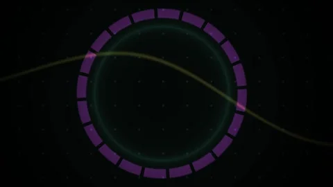 Abstract Digital Wave Animation with Pulsing Purple Circular Equalizer. Stock Footage 341787092