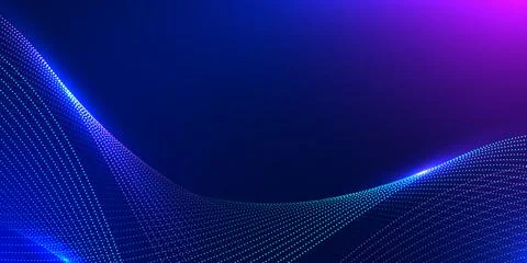 Abstract digital wave background. Blue glowing dots in a wavy stream. Desig.. Stock Illustration