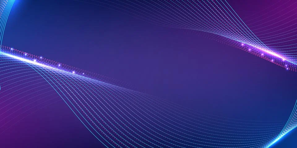 Abstract digital wave background. Design for neon lines curve light  virtua.. Stock Illustration