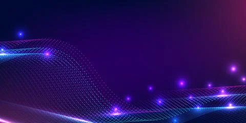 Abstract digital wave background with digital particles. Design for dots li.. Stock Illustration