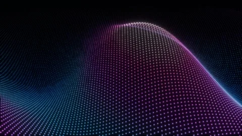 Abstract Digital Wave Background Featuring Glowing Pink and Blue Particles .. Stock Footage 345909844