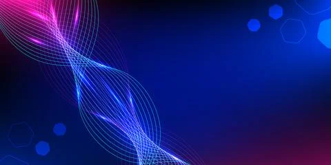 Abstract digital wave background with fluid neon lines and bokeh light part.. Stockillustratie