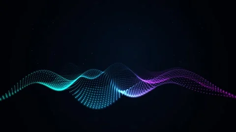 Abstract digital wave background, with glowing cyan, and purple particles, .. Stock Footage 347648712