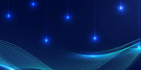 Abstract digital wave background with glowing particle wave for metaverse t.. Stock Illustration